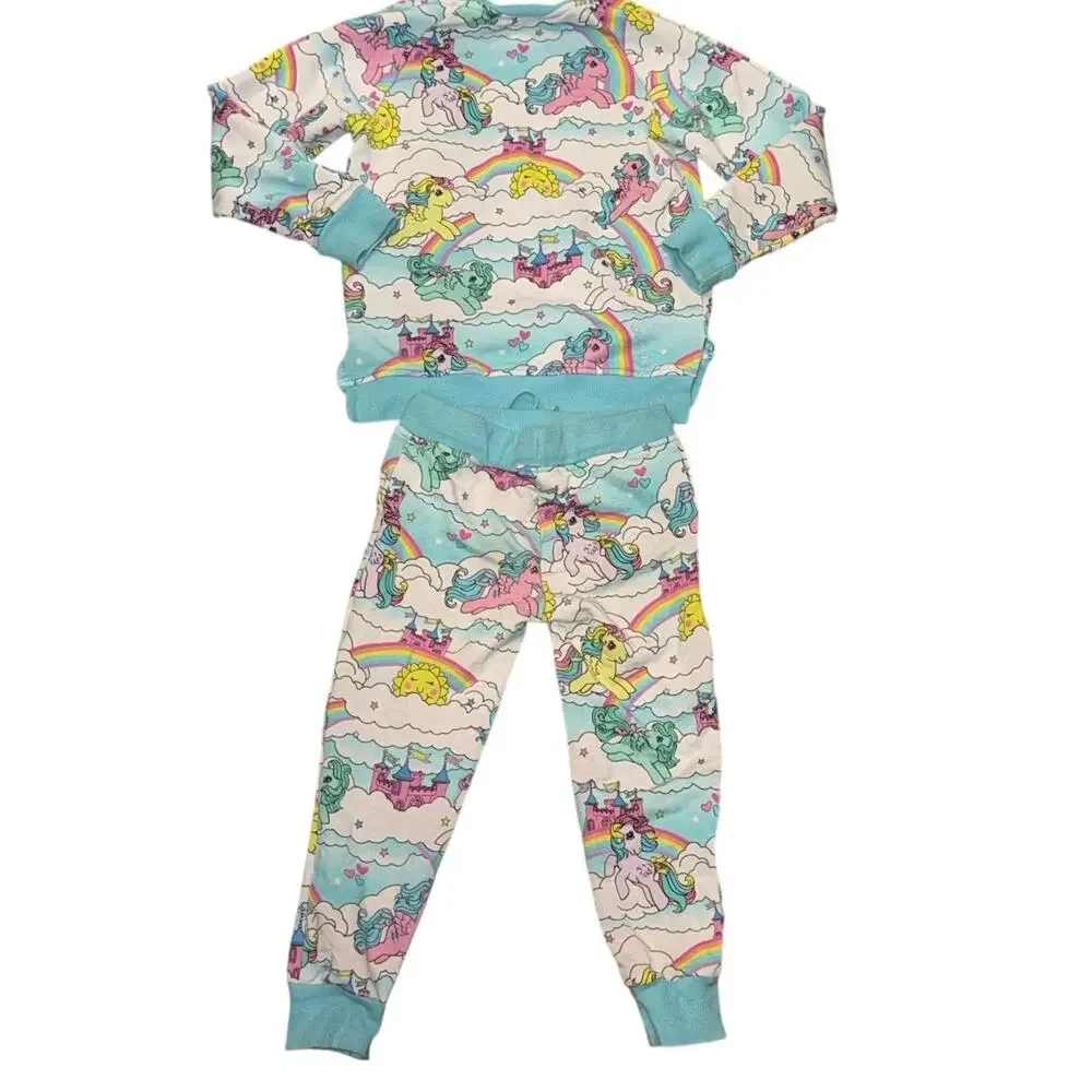 Bums & Roses x My Little Pony two-piece jogger set in girls size 3T.